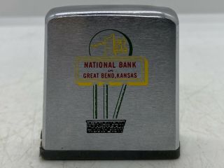 Vintage 1st National Bank In Great Bend,  Kansas Advertising Zippo Tape Measure