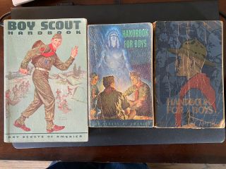 (3) Vintage Very Early Boy Scouts Of America Handbook For Boys