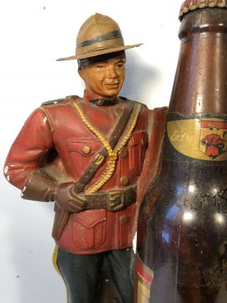 Vtg 1950s Drewrys Beer Advertising Chalkware Statue 11” Canadian Mountie & Horse 2