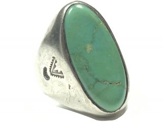 Vintage Men’s Native American Sterling Silver Turquoise Ring - Size 11.  25