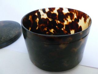 Vintage Faux Tortoise Shell Round Trinket Box With Lid