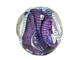 Vintage Hal David Berger Blue Purple Faceted Studio Art Glass Paperweight Signed