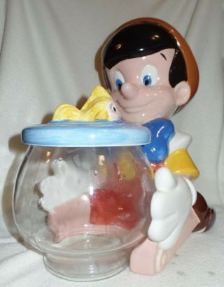 Vintage Disney Treasure Craft Cookie Jar Pinnochio With Fish Bowl