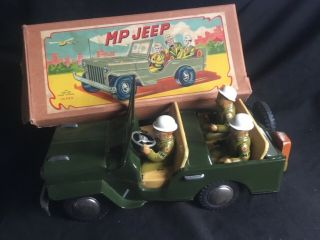 Vintage Tin Litho,  Mp Jeep,  Military Police Ww2 Mib,  Friction,  Japan