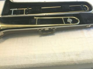 Vintage Buescher Aristocrat Trombone With Bach 12c Mouthpiece,  Case 7 - 1/2 " Bell