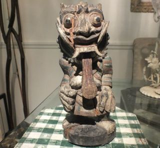 Old Bali Rangda Carved Wood Statue