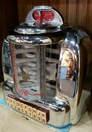 Vintage Seeburg 100 Wall - O - Matic 3W1 Wall Mount Jukebox W/ Key Diner Route 66 2