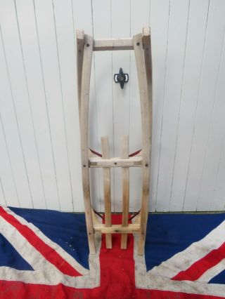Shabby Chic White Washed Antique Vintage Wooden Wintertime Snow Sledge 103cm