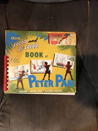 Celco Color And Recolor Book Of Peter Pan Rare 1953 Vintage Fairy Tinker Bell