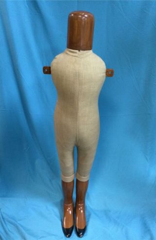 Antique Mannequin,  Child - Size 40 " Tall,  Self Standing On Carved Wooden Feet