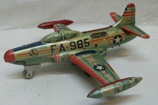 Vintage Tin Metal Toy Plane Fighter Jet (japan) Friction Wheels Starfire F - 94b