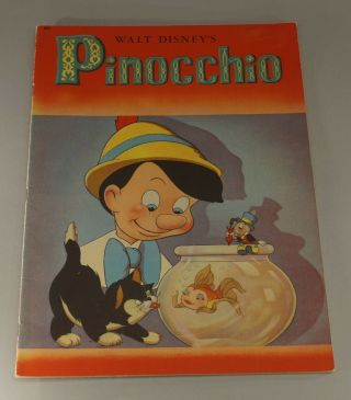 1939 - 1940 Walt Disney Pinocchio Story Book By Whitman 9 1/2 " X 13 "