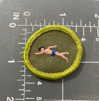 Vintage Boy Scouts Of America Bsa B.  S.  A.  Swimming Merit Badge Patch Pink Swimmer