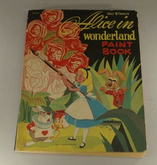 1951 Walt Disney Alice In Wonderland Paint Book 8 1/2 " X 11 "