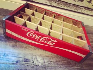 Vintage 1975 Coke Coca Cola Wood Soda Crate 24 Dividers Great Shape