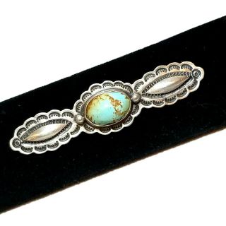 Vintage Sterling Silver Native American Turquoise Pin Navajo Stamped Old Pawn