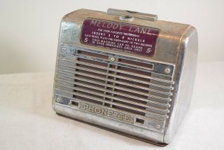 Vintage Melody Lane Phonette 5¢ Coin - Op Hotel Motel Radio Music Juke Box