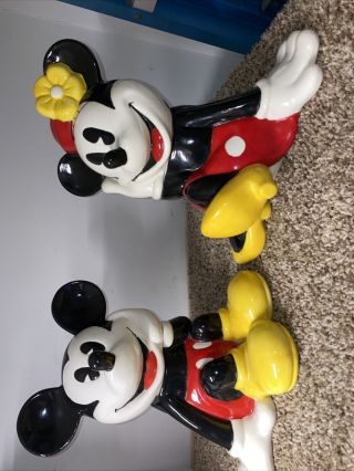 Mickey And Minnie Cookie Jar Set