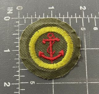 Vintage Boy Scouts Bsa B.  S.  A.  Seamanship Merit Badge Patch Red Anchor Ship Boat