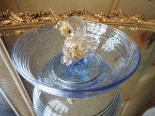 Vintage Salviati Venetian Murano Italian Art Glass W/gold Foil Swan Ring Dish