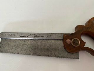 Vintage Henry Disston & Sons 10 Inch Dovetail / Backsaw Saw