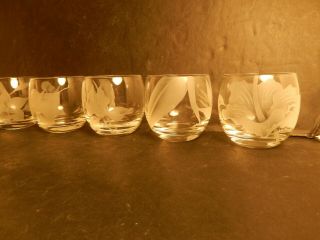 Vintage Frank Oda Arts Hawaii Etched Glass Roly Poly Highball Glass Set of 6 3