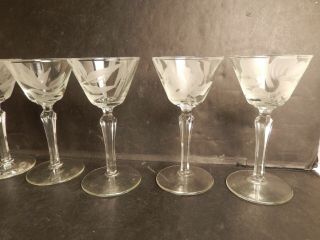 Vintage Frank Oda Arts Hawaii Etched Glass Cocktail Stem Set of 6 3