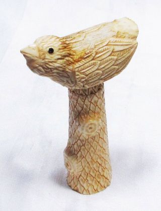 Corkscrew,  Bird On Tree Trunk,  Carved From Bone (bovine)
