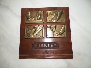 Vintage Stanley Tools Brass Plaque Store Display Or Award