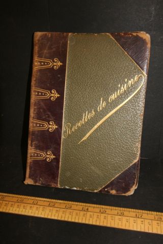 Antique 19th C.  French Recipe Book - for owner to write recipies in - index edge 2