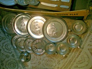 Vintage Aluminum Child ' s Lazy Susan Set Like Mothers By Mirro 36 pc,  13 2