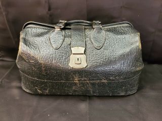 Vintage Schell Top Grain Leather Cowhide Doctors Bag 17 " X 8 " X 9 " Tall