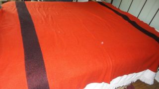 Vintage Wool Blanket Red With Black Stripe,  Golden Dawn Polar Star 78 " X72 "