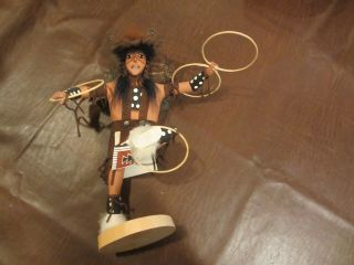 Vintage Hopi Zuni Navajo Native American Indian Hoop Dancer Kachina Doll Signed