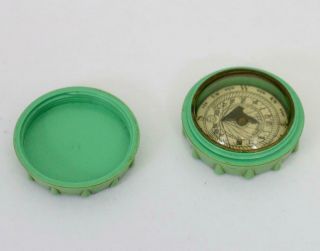 Unusual Green Bakelite Pocket Sundial.  Watch And Compass Sun Watch C.  1930 