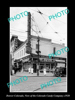 Old Postcard Size Photo Of Denver Colorado The Colorado Candy Co Store C1920