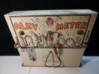 Vintage Alky Meter Barometer Nickel Coin Operated Stimulator Bar Game Novelty