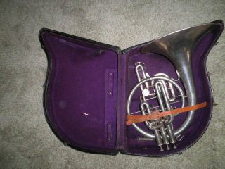 Vintage Elkhart The Buescher Nickel Plated French Horn Hard Case