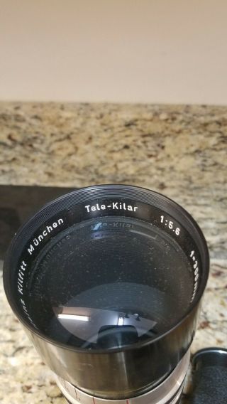 Vintage Heinz Kilfitt Tele - Kilar 5.  6/300mm Camera Lens with Visoflex in Wood Box 3