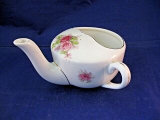 Antique Porcelain Invalid Feeder With A Pink Roses Decoration