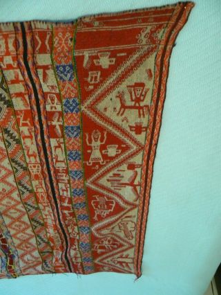 Great Vintage Hand Woven Peruvian Fabric,  People,  Birds & Animals 2