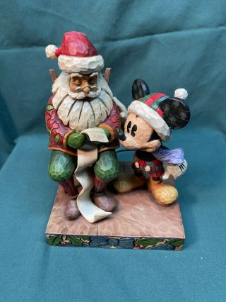 Disney Jim Shore Checking It Twice Mickey Mouse Santa Christmas 4008063 W/ Box