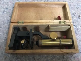 Small Antique Microscope In Wood Box - “21” On Base