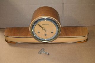 Vintage Mid Century Modern Anker Westminster Chiming Mantel Clock With Key