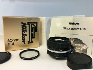 Vintage Nikon Ai Nikkor 50mm F/1.  4 Mf Normal Lens,  Box,
