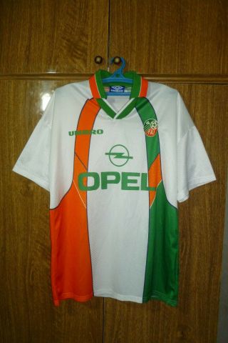 Ireland Umbro Vintage Football Shirt Away 1994/1995/1996 White Jersey Men Size L