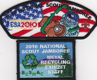 2010 Metal Recycle Exhibit 100th Anniv National Scout Jamboree Csp & Hat Patch