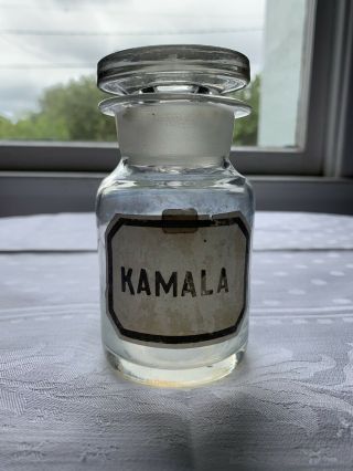 Kamala Rare Antique Blown Glass Apothecary Jar/bottle W/lid Pharmacy Unique