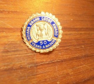 Vintage Indiana Grand Lodge Award 50 Years A Mason Freemason Lapel Pin