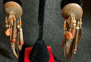 Vintage One Of A Kind Tabra Bronze Dangle Earrings